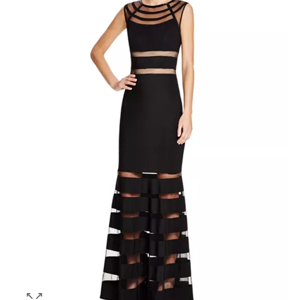 Betsy & Adam Black Striped Maxi Dress
